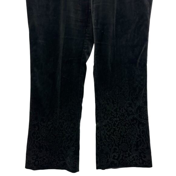 2/$30 Dana Buchman Velvet Pants Black High Waist Bootcut Burnout Flare Size 12 - Picture 3 of 10